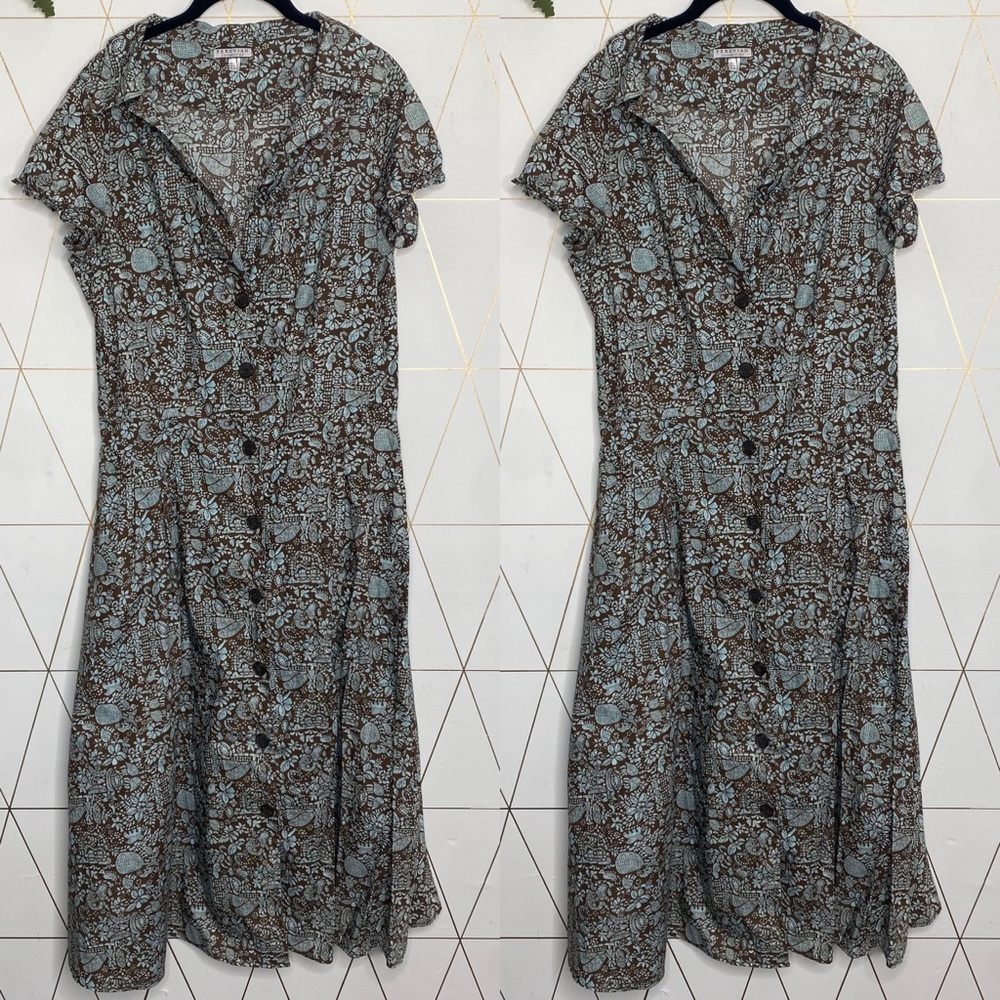 Peruvian Connection Size 14 Button Down Flowy Dre… - image 1